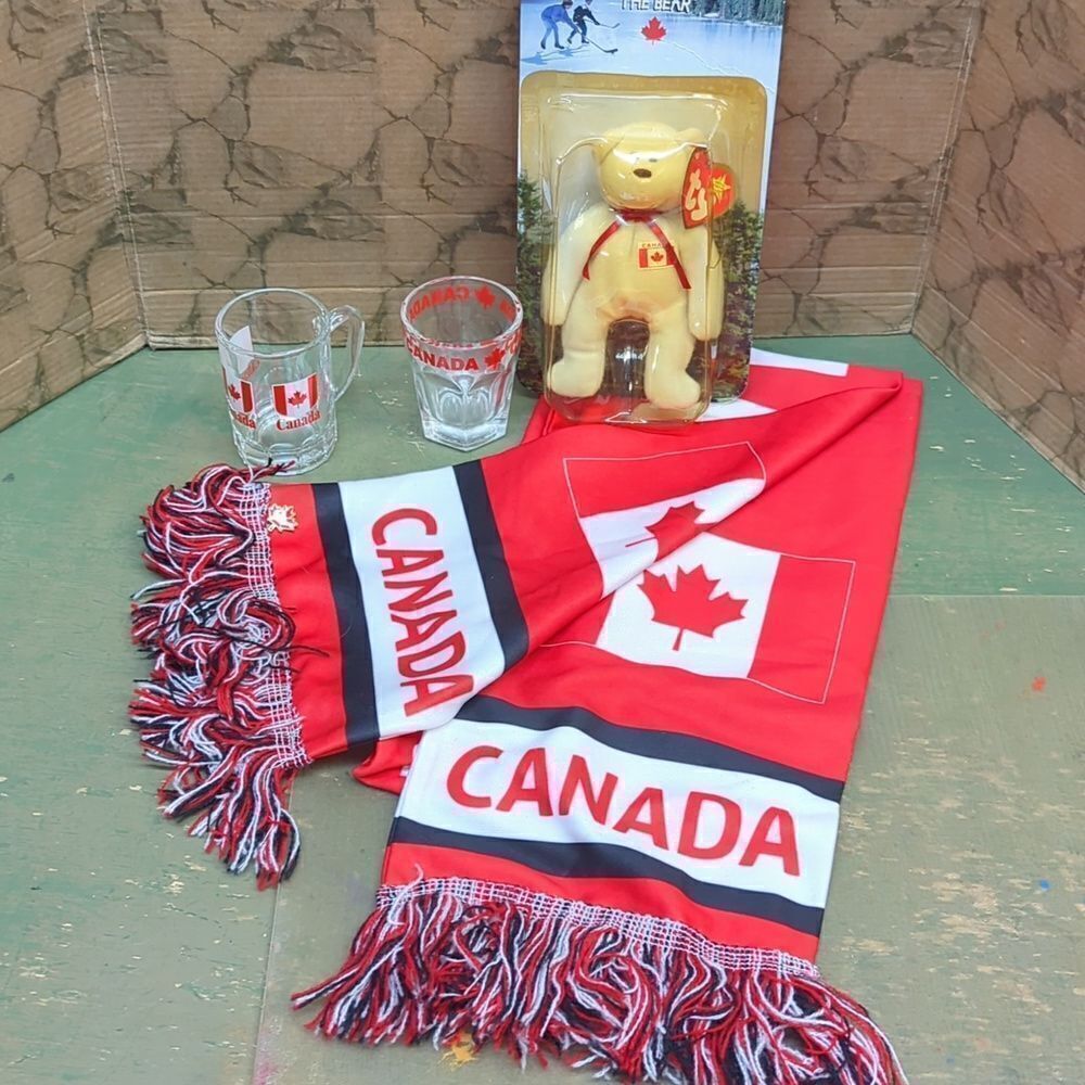 OH Canada bundle, FIFA 2015 world cup scarf, Beanie baby maple,shot glasses,